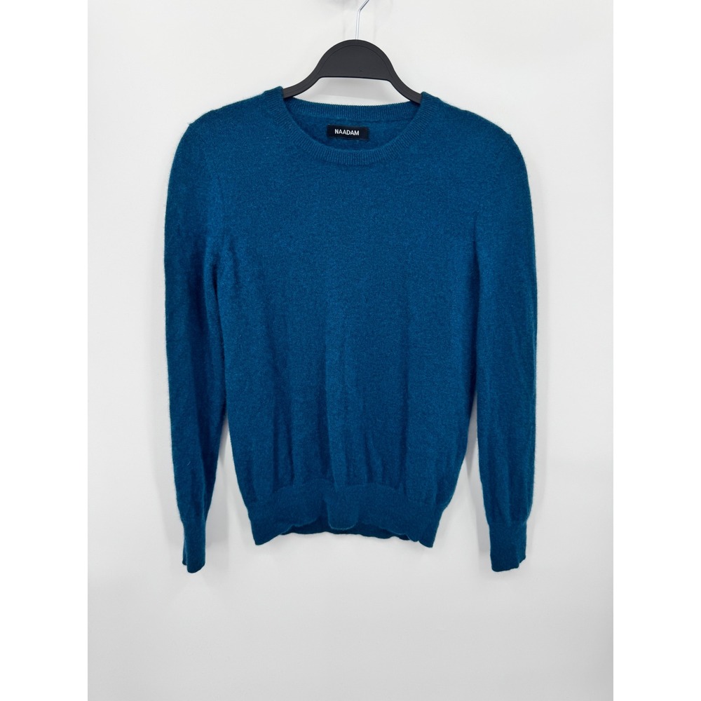 Naadam Cashmere Sweater Womens Medium Teal Blue Crewneck Long Sleeve Knit